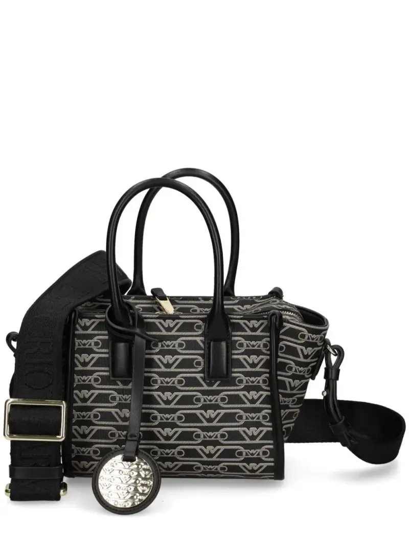 Borsa mini logo all-over nera Nero
