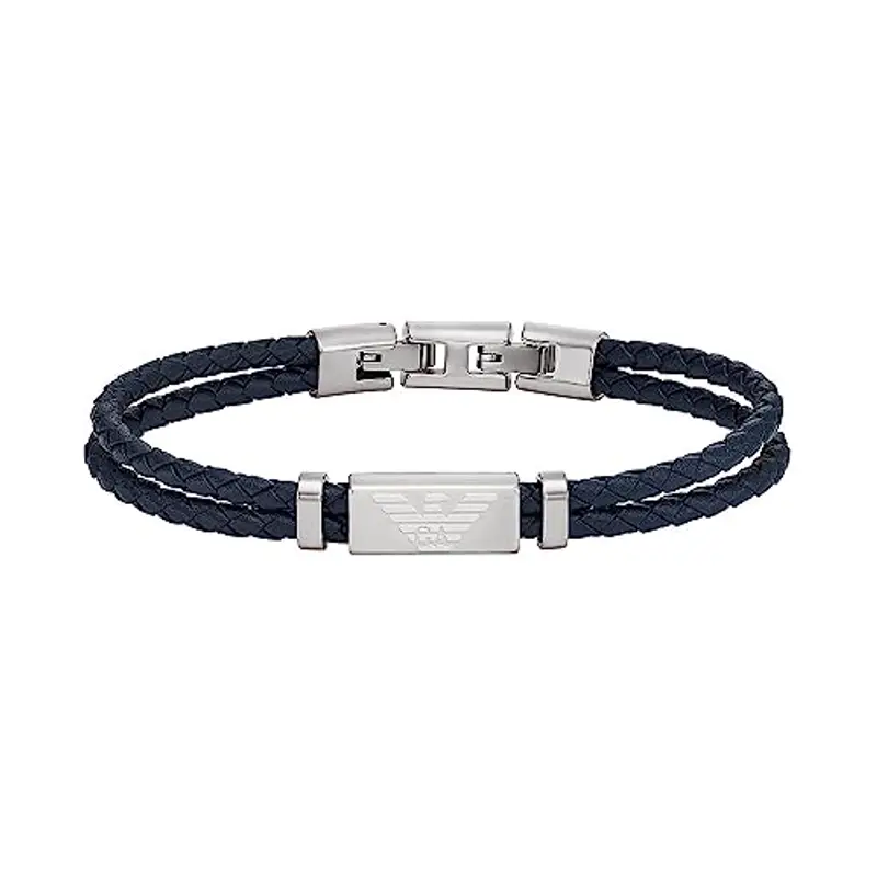 Emporio Armani Bracciale da uomo, Bracciale identificativo in acciaio inossidabile, Lunghezza: 196mm+15mm, Larghezza: