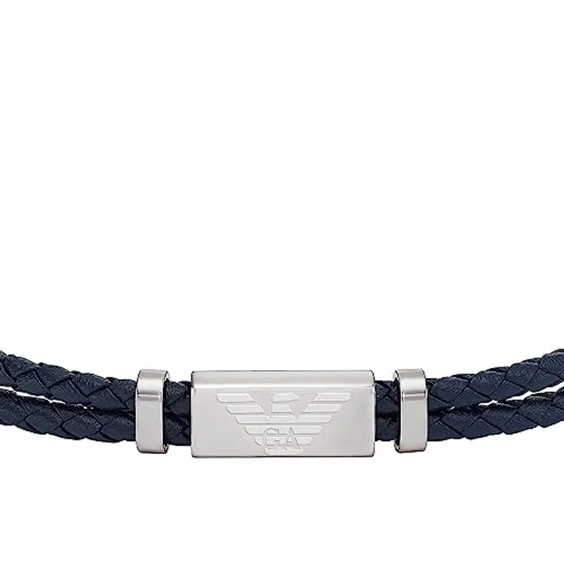 Emporio Armani Bracciale da uomo, Bracciale identificativo in acciaio inossidabile, Lunghezza: 196mm+15mm, Larghezza miniatura 3