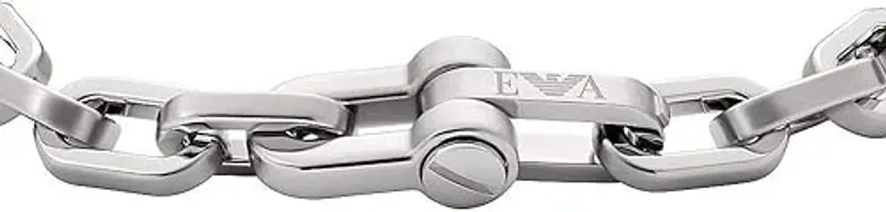 Emporio Armani Bracciale da uomo in acciaio inossidabile con chiusura a moschettone, a cursore o a magnete, Argento miniatura 2