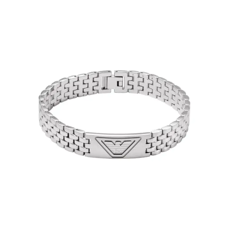 Emporio Armani Bracciale da uomo in acciaio inossidabile o in pelle con chiusura a maglie