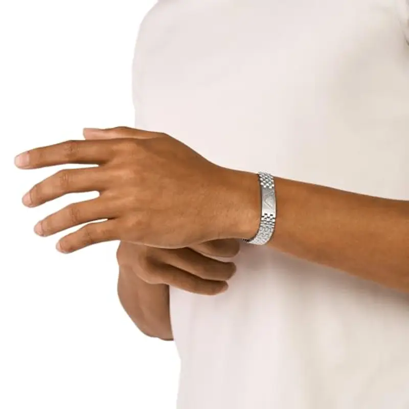 Emporio Armani Bracciale da uomo in acciaio inossidabile o in pelle con chiusura a maglie miniatura 2