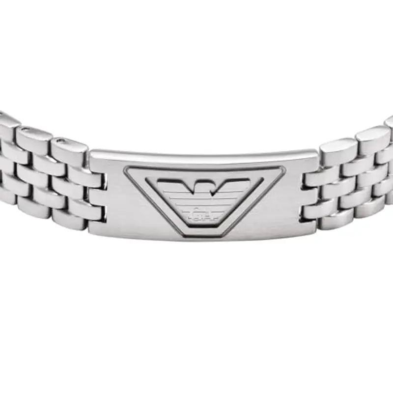 Emporio Armani Bracciale da uomo in acciaio inossidabile o in pelle con chiusura a maglie miniatura 3