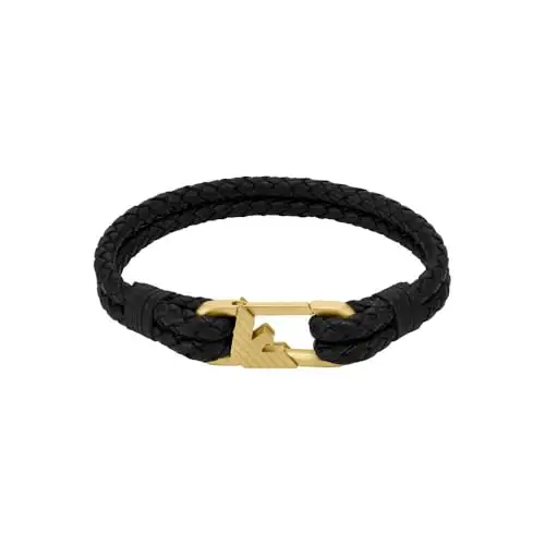 Emporio Armani Bracciale da uomo in acciaio inossidabile o in pelle con chiusura a maglie