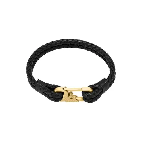 Emporio Armani Bracciale da uomo in acciaio inossidabile o in pelle con chiusura a maglie miniatura 3