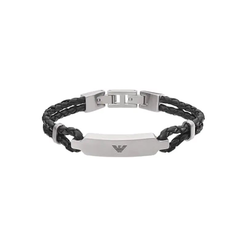 Emporio Armani Bracciale Da Uomo, Lunghezza Interna: 185 mm, Id Dimensione: 40X5 mm Bracciale In Acciaio Inox Argento,