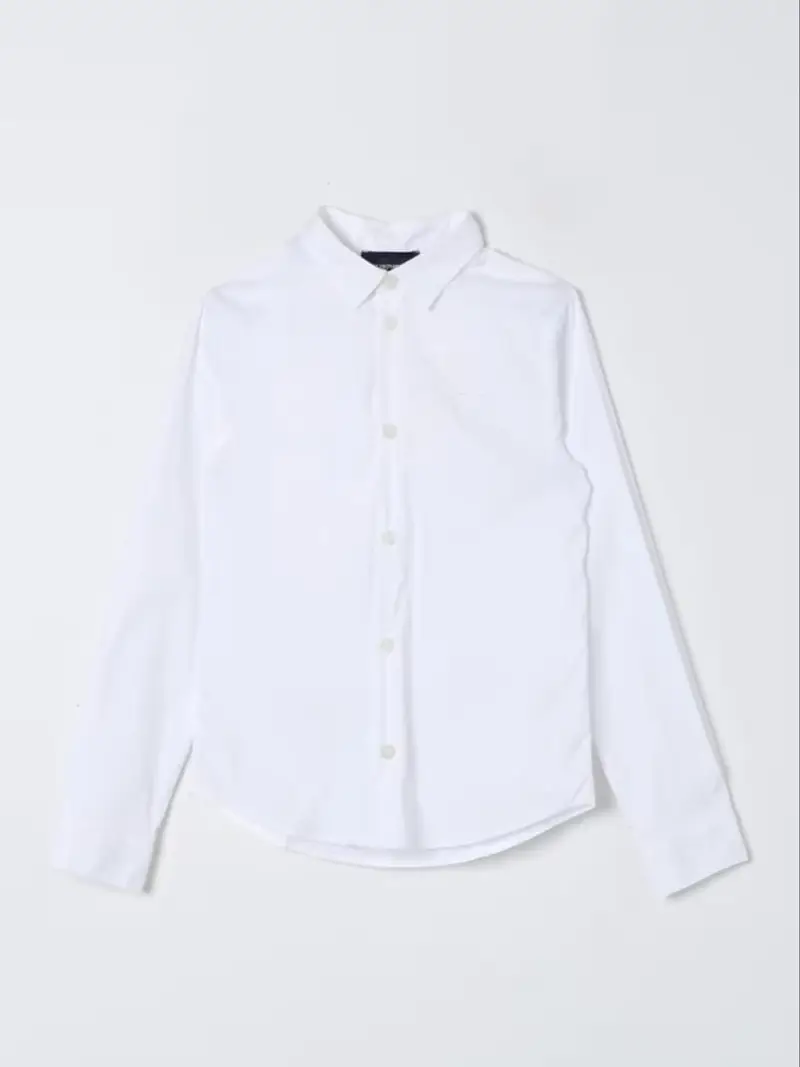 Emporio Armani camicia bianca bambino in cotone logo sul petto