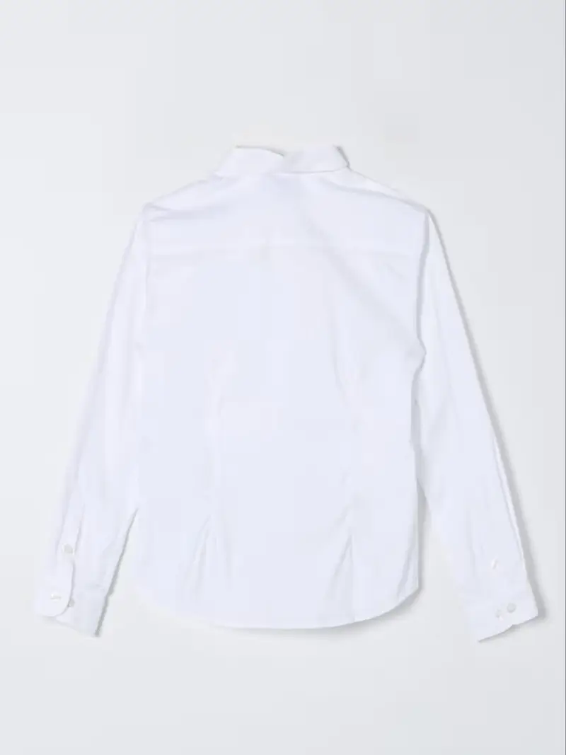 Emporio Armani camicia bianca bambino in cotone logo sul petto miniatura 2