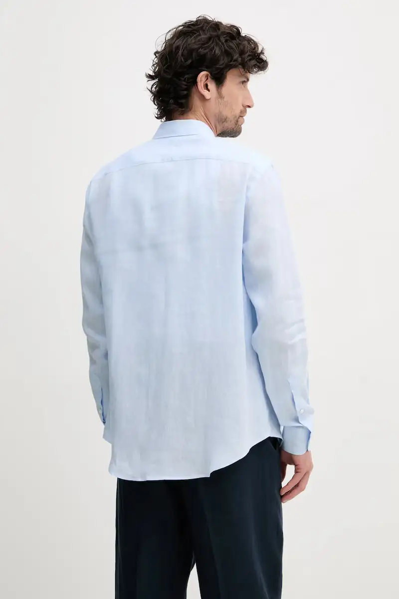 camicia di lino uomo colore blu 01SM0L 010F9 miniatura 3