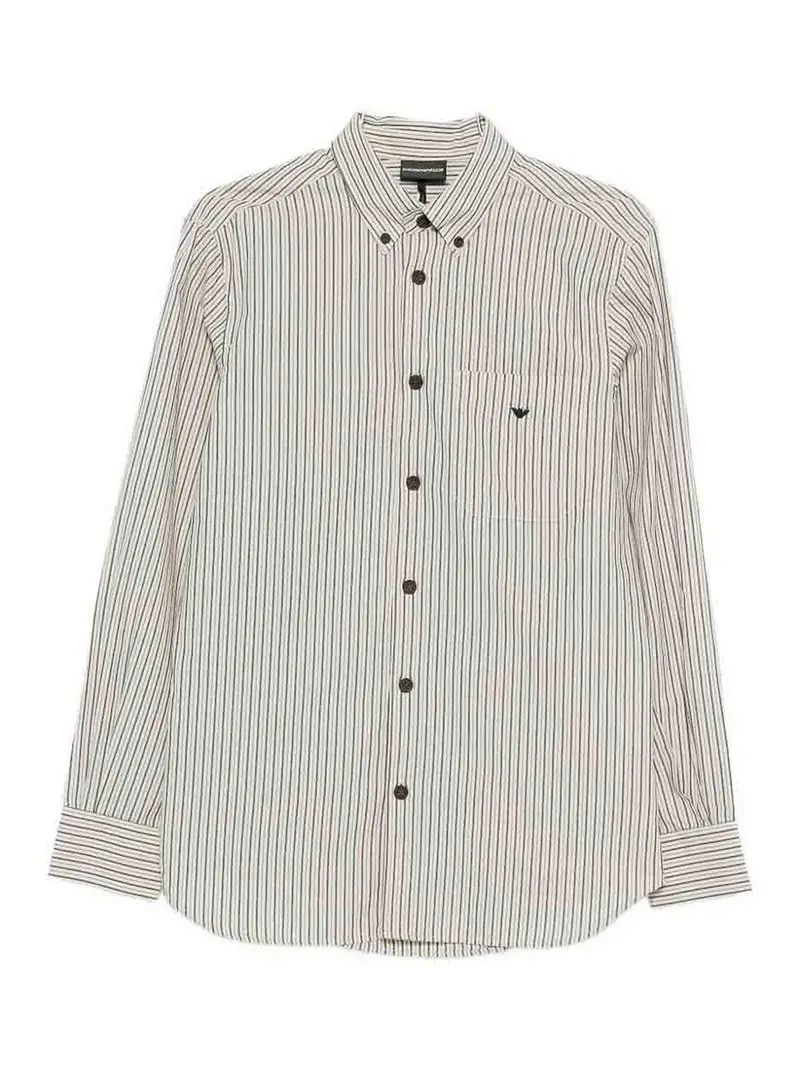 Camicia in cotone a righe Beige