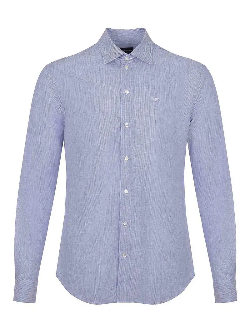 Camicia in miscela di lino Blu