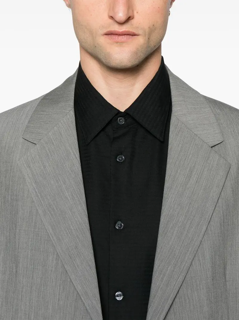 Camicia nera in cotone logo jacquared all-over Nero miniatura 2