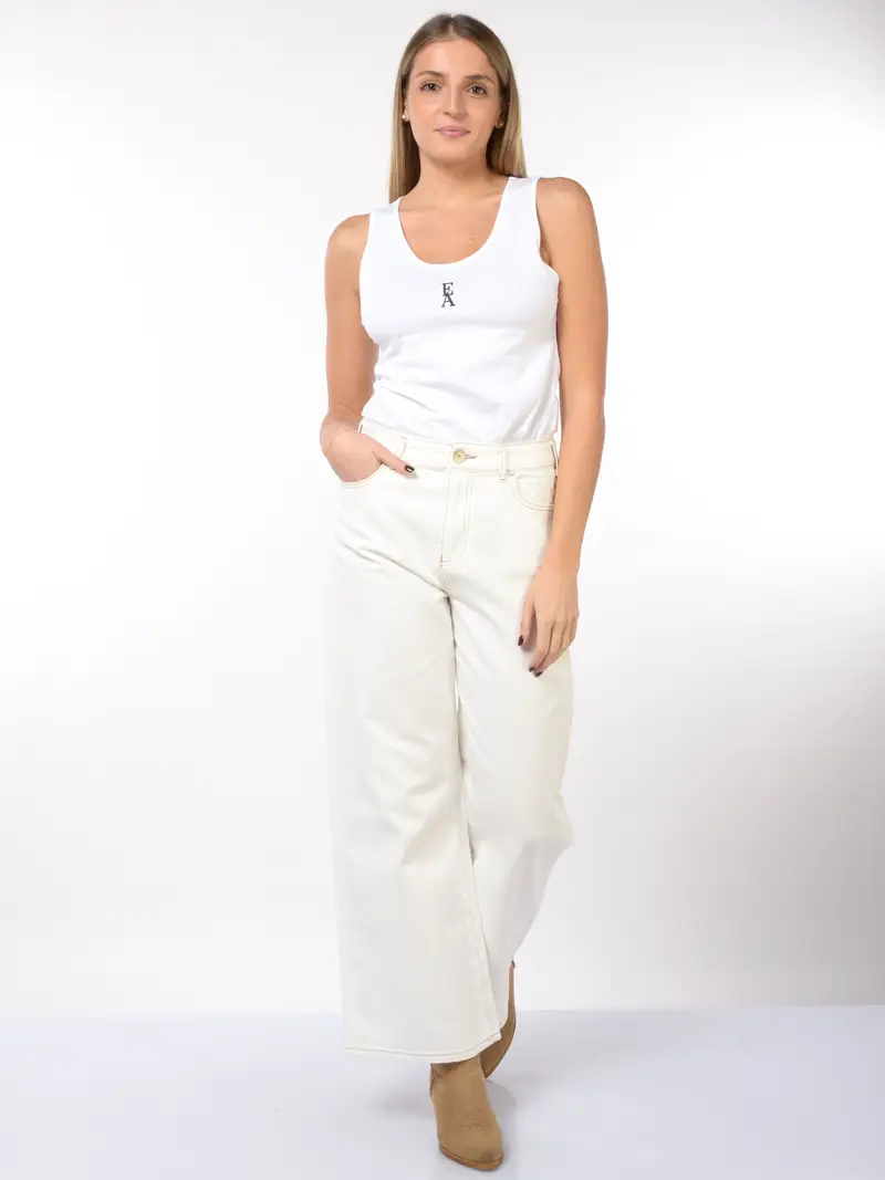 canotta da donna Emporio Armani in cotone con logo Bianco miniatura 2