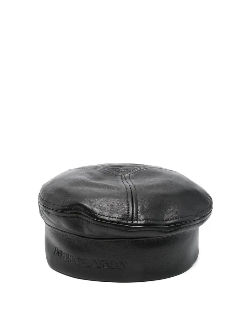 Cappello basco in pelle Nero