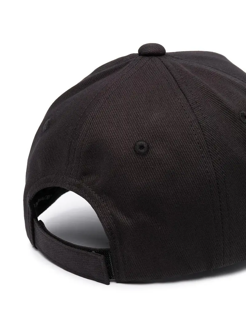 Cappello da baseball nero con logo stampato miniatura 2
