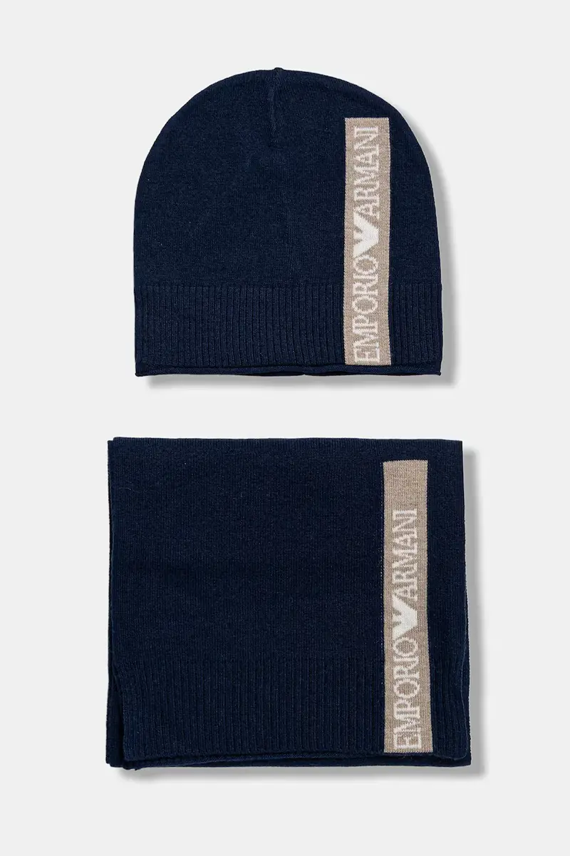 cappello e sciarpa con aggiunta di cotone bambini colore blu navy EB000811 AF17340