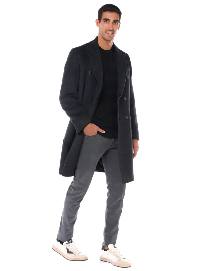 cappotto da uomo Emporio Armani in lana e mohair doppiopetto Grigio miniatura 2