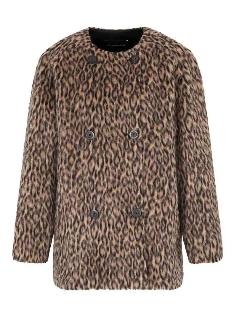 Cappotto Doppiopetto In Lana Multicolore