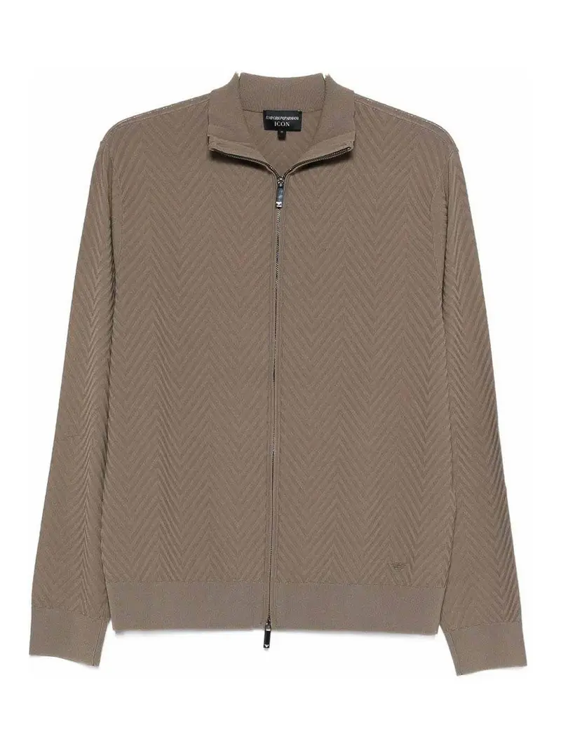 Cardigan con motivo Chevron Grigio