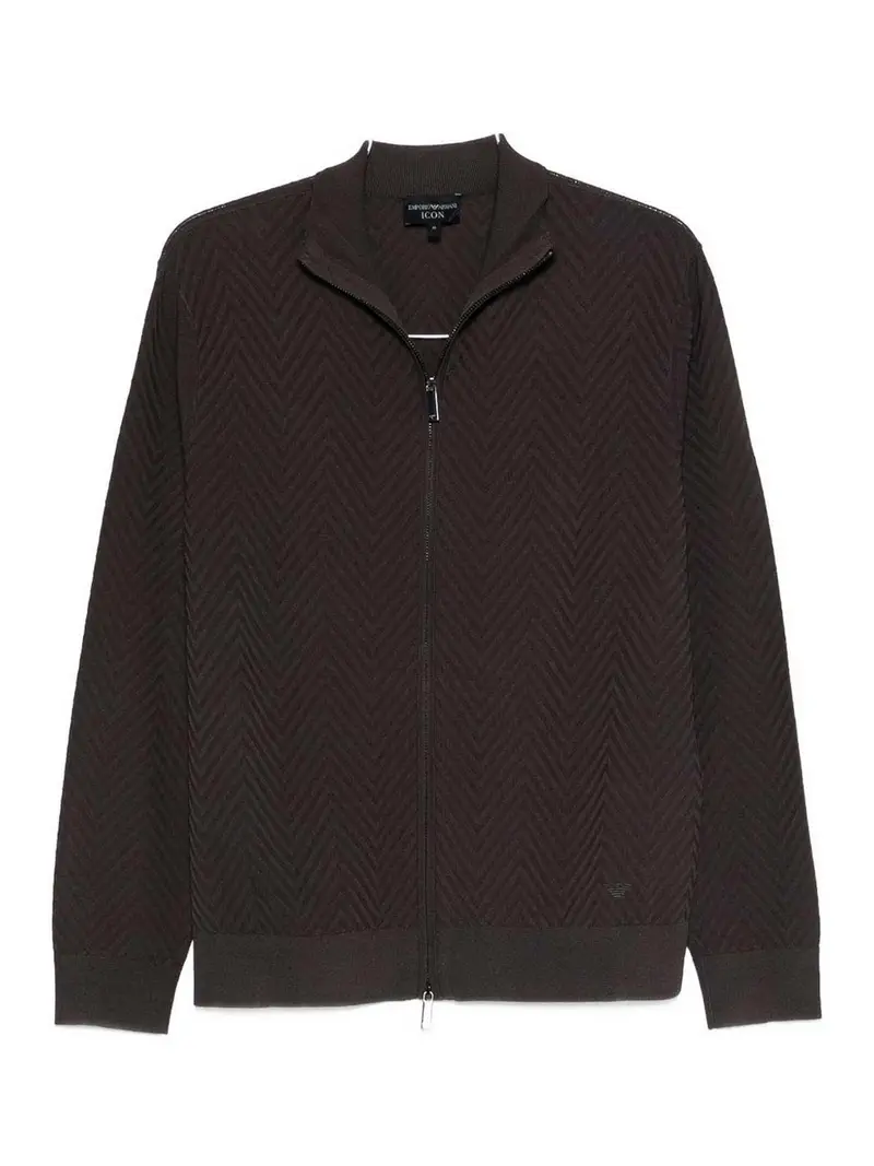 Cardigan con motivo Chevron Nero