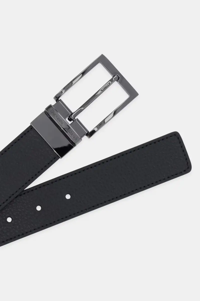 cintura in pelle bilaterale uomo colore nero miniatura 2