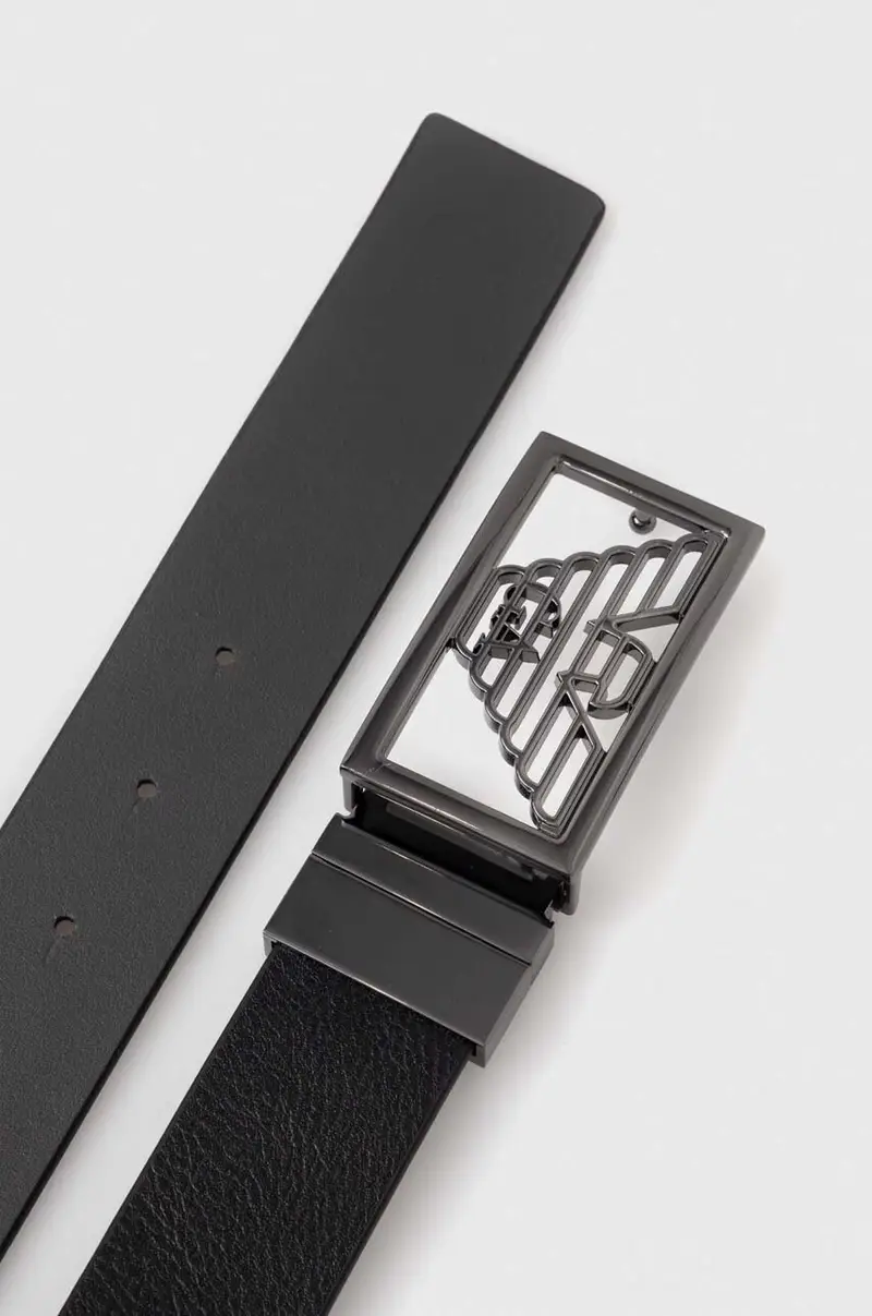 cintura in pelle bilaterale uomo Nero miniatura 2