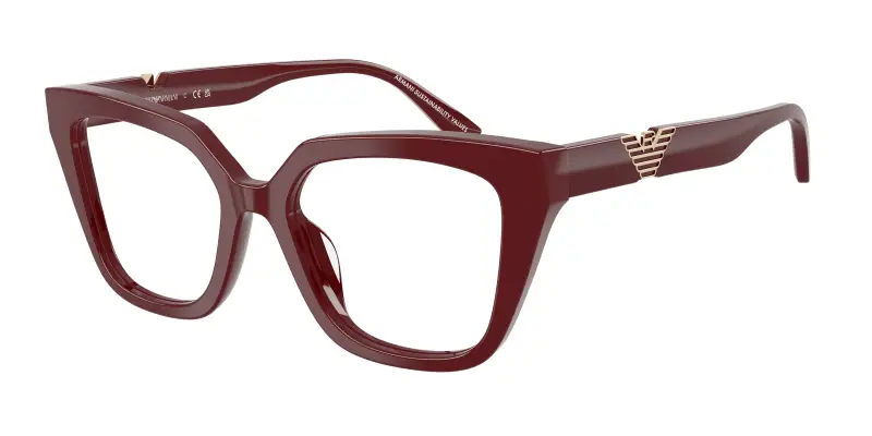 Donna EA3267U 6323 Montature da vista Acetato Rosso Trasparente Cat Eye Normale