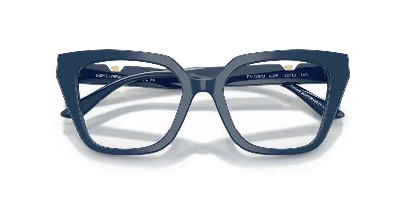 Donna EA3267U 6325 Montature da vista Acetato Blu Trasparente Cat Eye Normale miniatura 2