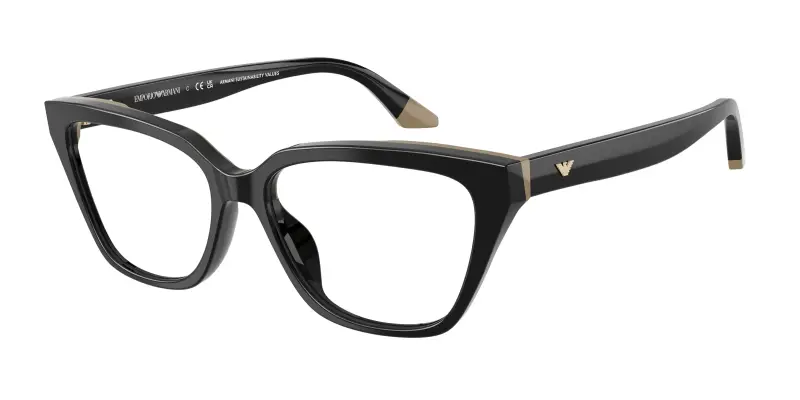 Donna EA3270U 6313 Montature da vista Acetato Nero Trasparente Cat Eye Normale