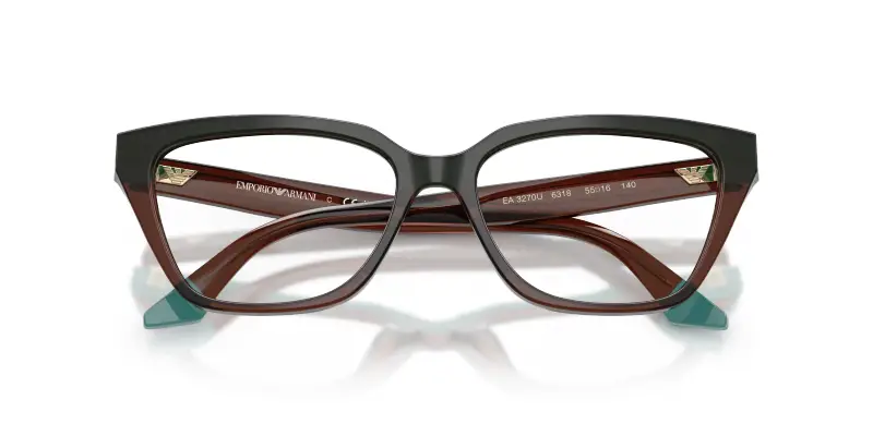 Donna EA3270U 6318 Montature da vista Acetato Marrone Trasparente Cat Eye Normale miniatura 2