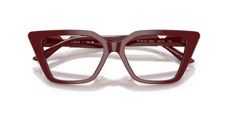 Donna EA3273U 6323 Montature da vista Acetato Rosso Trasparente Cat Eye Normale miniatura 2