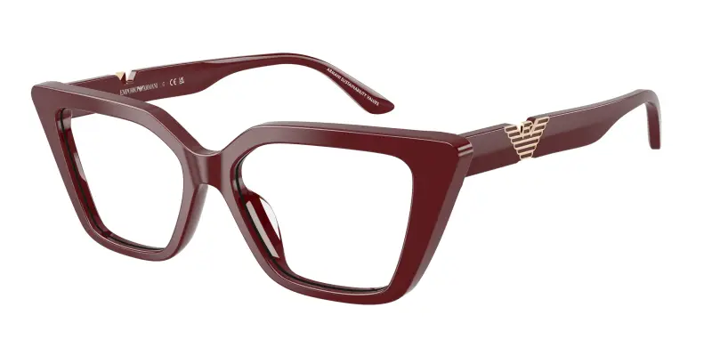 Donna EA3273U 6323 Montature da vista Acetato Rosso Trasparente Cat Eye Normale