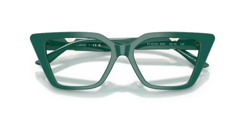 Donna EA3273U 6324 Montature da vista Acetato Verde Trasparente Cat Eye Normale miniatura 2
