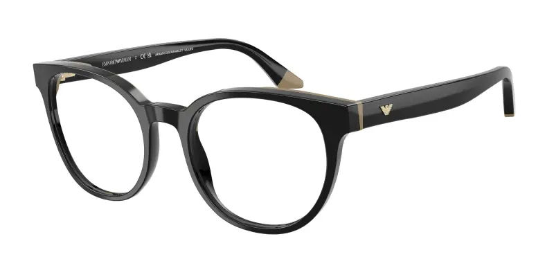 Donna EA3274 6313 Montature da vista Acetato Nero Trasparente Rotonda Normale