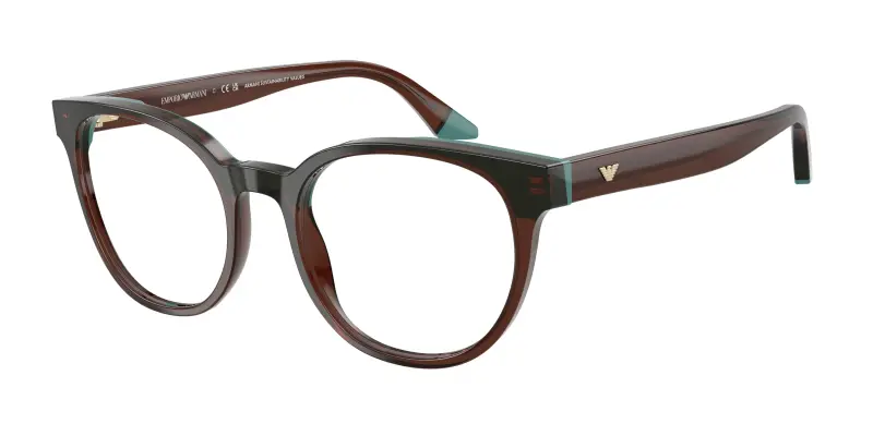 Donna EA3274 6318 Montature da vista Acetato Marrone Trasparente Rotonda Normale
