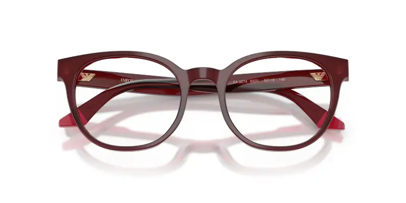 Donna EA3274 6320 Montature da vista Acetato Rosso Trasparente Rotonda Normale miniatura 2
