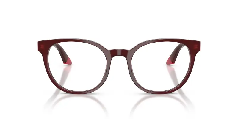 Donna EA3274 6320 Montature da vista Acetato Rosso Trasparente Rotonda Normale miniatura 3