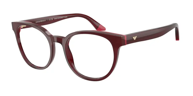 Donna EA3274 6320 Montature da vista Acetato Rosso Trasparente Rotonda Normale