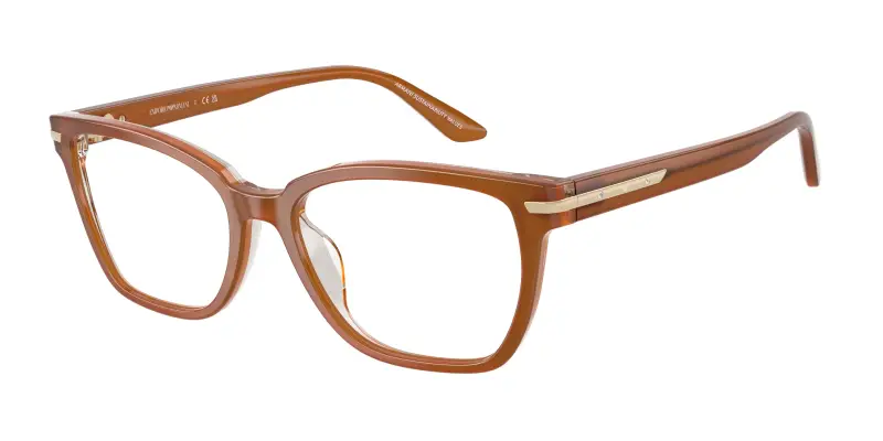 Donna Emporio Armani EA3282BU 6376 Montature da vista Acetato Marrone Trasparente Cat Eye Normale