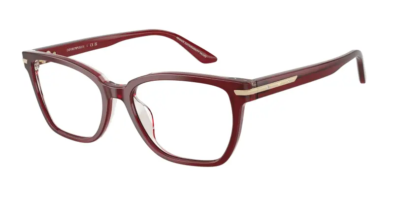 Donna Emporio Armani EA3282BU 6377 Montature da vista Acetato Rosso Trasparente Cat Eye Normale