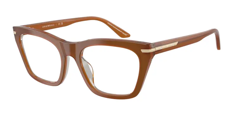 Donna Emporio Armani EA3283BU 6376 Montature da vista Acetato Marrone Trasparente Cat Eye Normale
