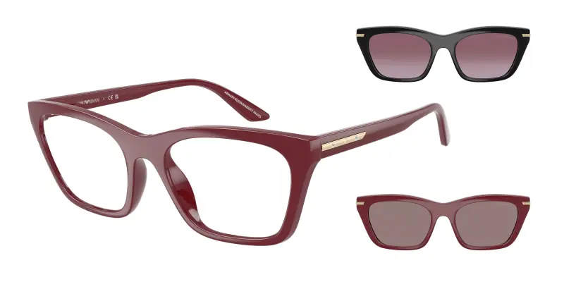 Donna Emporio Armani EA4274BU 52611W Occhiali da sole Iniettato Rosso Trasparente Cat Eye Normale