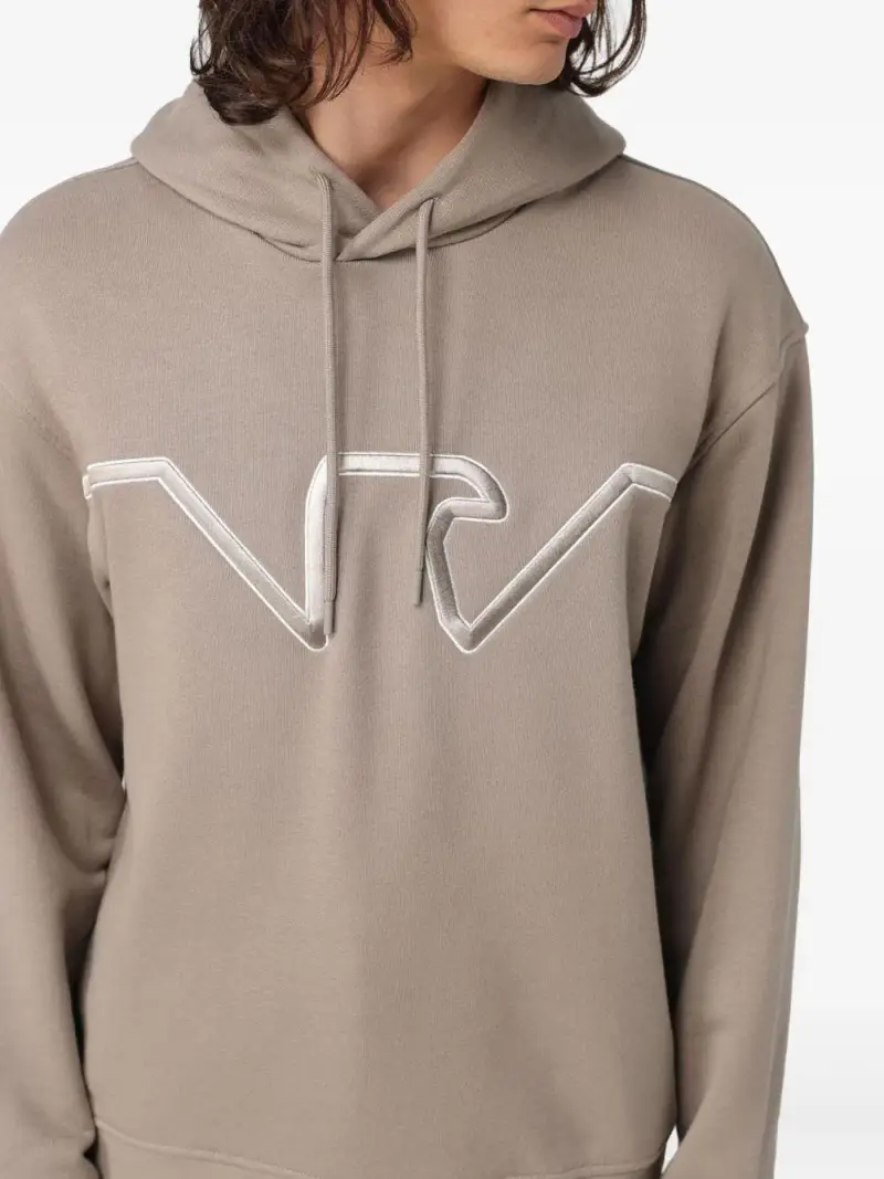 Felpa beige aquila petto ricamata miniatura 2