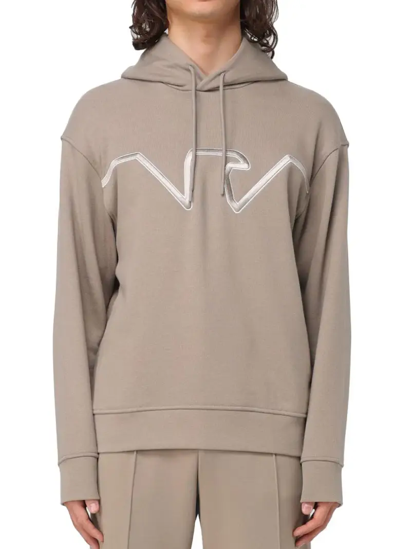 Felpa beige aquila petto ricamata