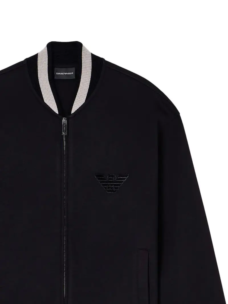 Felpa bomber nero con patch d aquila miniatura 2