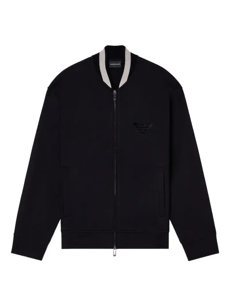 Felpa bomber nero con patch d aquila