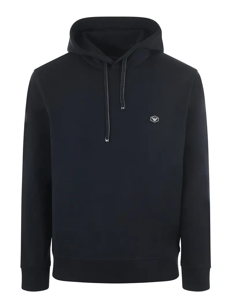 Felpa con cappuccio in cotone con logo Blu