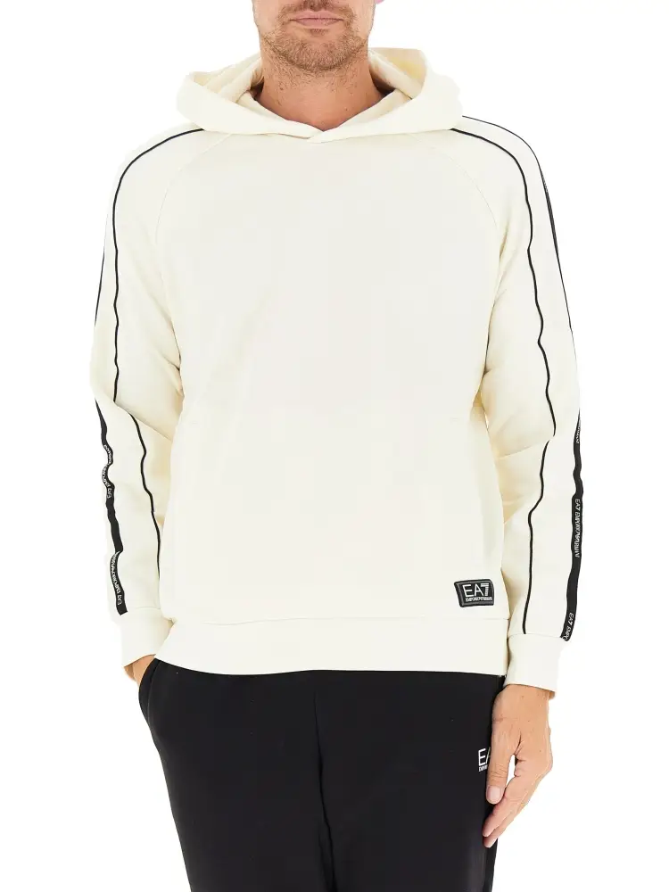 felpa con cappuccio logo series in misto cotone bianco