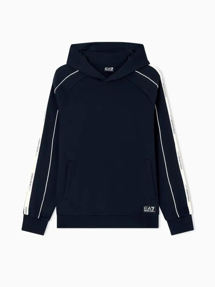 felpa con cappuccio logo series in misto cotone blu