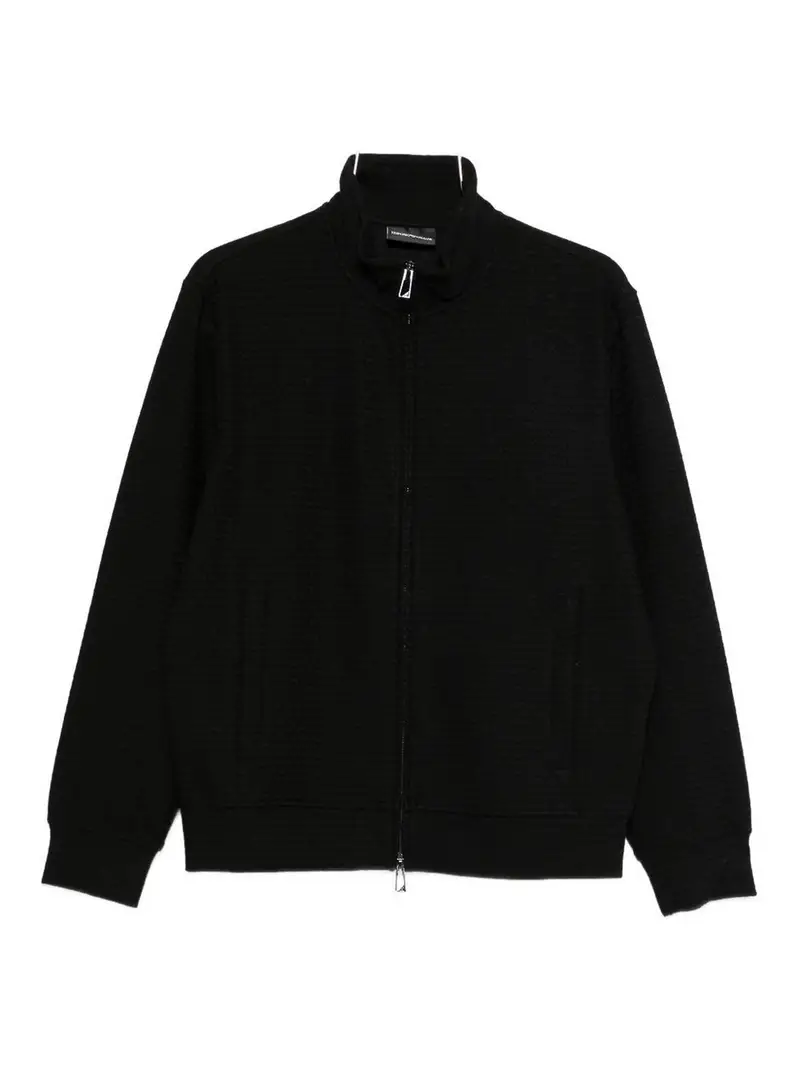 Felpa con zip in misto cotone Nero